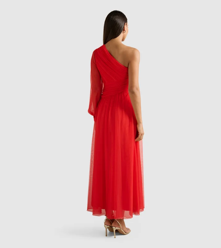 فورايفر نيو JENNIFER One Shoulder Tulle Maxi Dress